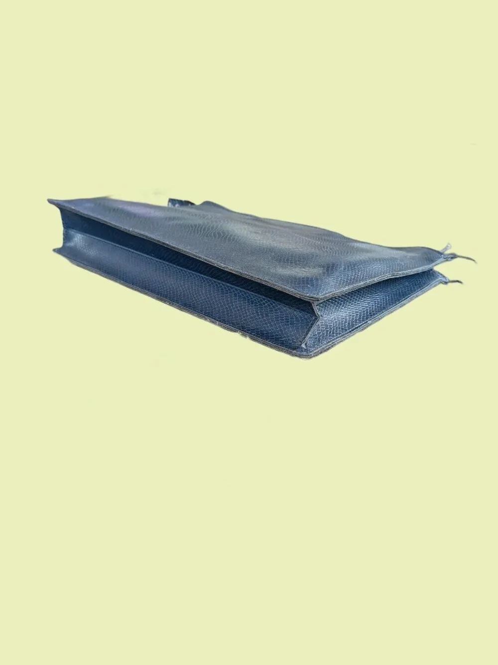Hazel's Blue Leather Snakeskin embossed Briefcase with retractable handles